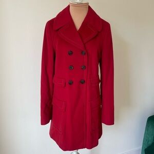 Strenesse Gabriele Strehle Wool Cashmere Red Double Breasted Flap Pocket Coat 2